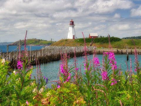 Canada-New Brunswick-Campobello Island Mulholland Point Lighthouse White Modern Wood Framed Art Print with Double Matting by Eggers, Julie