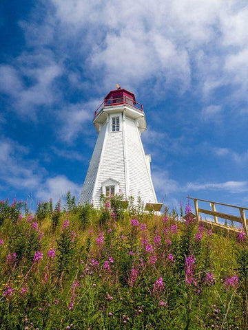 Canada-New Brunswick-Campobello Island Mulholland Point Lighthouse Black Ornate Wood Framed Art Print with Double Matting by Eggers, Julie