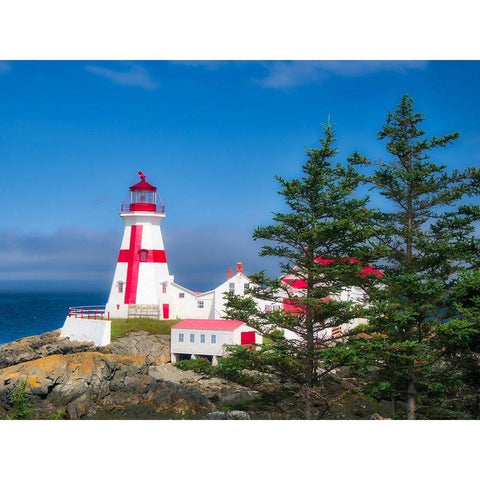 Canada-Campobello Island East Quoddy Head Lighthouse at the northernmost tip of Campobello Island Black Modern Wood Framed Art Print by Eggers, Julie