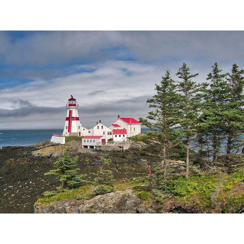 Canada-Campobello Island East Quoddy Head Lighthouse at the northernmost tip of Campobello Island Black Modern Wood Framed Art Print by Eggers, Julie