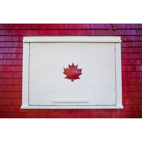Canada-New Brunswick-Campobello Island-Welshpool-house with Canadian Maple Leaf designs Black Modern Wood Framed Art Print by Bibikow, Walter
