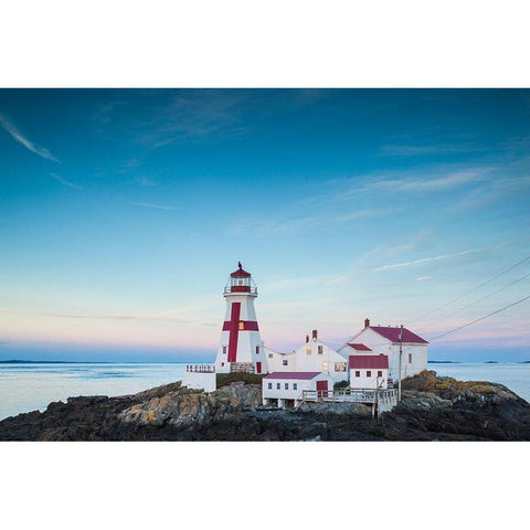 Canada-New Brunswick-Campobello Island-Head Harbour Lightstation lighthouse-dusk Gold Ornate Wood Framed Art Print with Double Matting by Bibikow, Walter