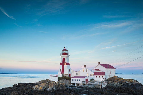 Canada-New Brunswick-Campobello Island-Head Harbour Lightstation lighthouse-dusk White Modern Wood Framed Art Print with Double Matting by Bibikow, Walter