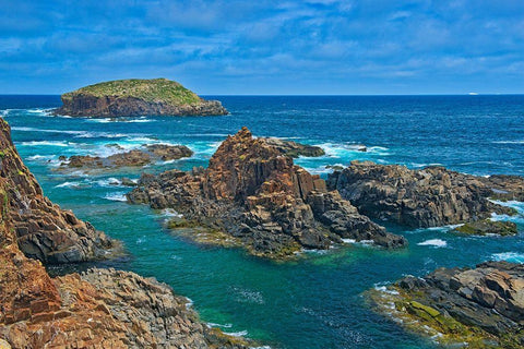 Canada-Newfoundland-Elliston Rocky shoreline on Atlantic Ocean White Modern Wood Framed Art Print with Double Matting by Jaynes Gallery