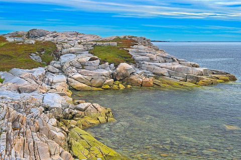 Canada-Newfoundland-Rose Blanche Rocky shoreline along Atlantic Ocean White Modern Wood Framed Art Print with Double Matting by Jaynes Gallery