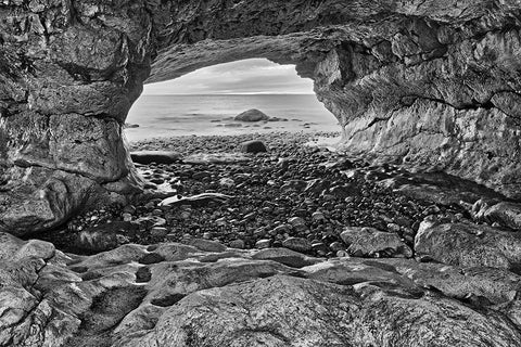Canada-Newfoundland-The Arches Provincial Park-Rock cave on shore of Gulf of St Lawrence Black Ornate Wood Framed Art Print with Double Matting by Jaynes Gallery
