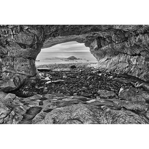 Canada-Newfoundland-The Arches Provincial Park-Rock cave on shore of Gulf of St Lawrence Black Modern Wood Framed Art Print by Jaynes Gallery