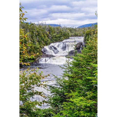 Bakers Brook Falls-Gros Mourne National Park-Rocky Harbor-Newfoundland-Canada White Modern Wood Framed Art Print by DeFreitas, Michael