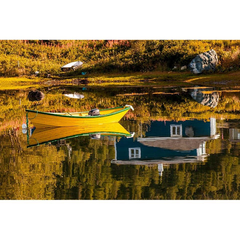 Small village of Renews-Avalon Peninsula-Newfoundland-Canada Black Modern Wood Framed Art Print by DeFreitas, Michael