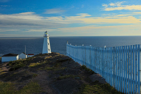 Canada-Newfoundland-Cape Spear Lighthouse White Modern Wood Framed Art Print with Double Matting by Wall, Patrick J.