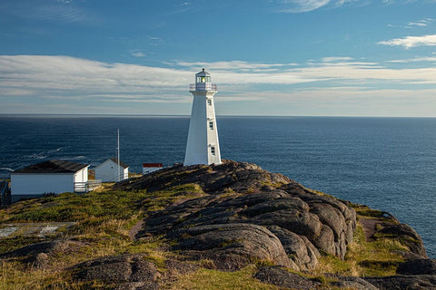 Canada-Newfoundland-Cape Spear Lighthouse White Modern Wood Framed Art Print with Double Matting by Wall, Patrick J.