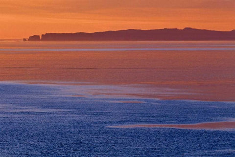 Canada, Nova Scotia, Bay of Fundy at dawn White Modern Wood Framed Art Print with Double Matting by Grandmaison, Mike