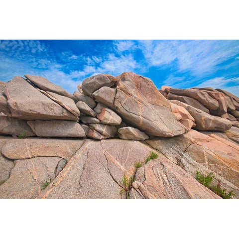 Canada-Nova Scotia-Cape Breton Island Rocky shoreline along Cabot Strait Black Modern Wood Framed Art Print by Jaynes Gallery