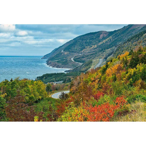 Canada-Nova Scotia-Cape Breton Island Coastline landscape along Gulf of St Lawrence Black Modern Wood Framed Art Print by Jaynes Gallery
