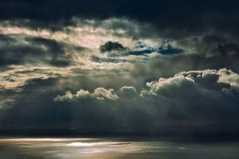 Canada-Nova Scotia-Cape Breton Island Storm clouds on Cabot Strait Black Ornate Wood Framed Art Print with Double Matting by Jaynes Gallery