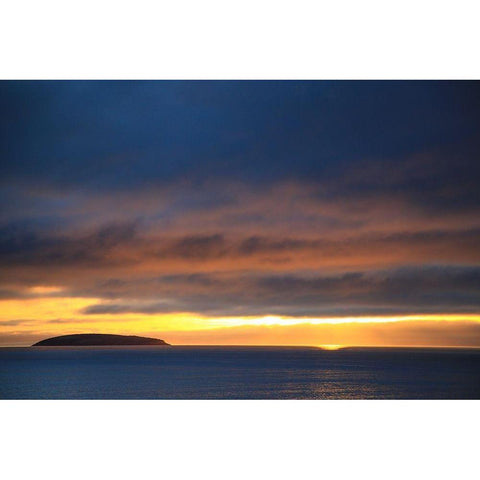 Canada-Nova Scotia-Cabot Trail-Cape Breton-Sunset at Margaree Harbor Black Modern Wood Framed Art Print with Double Matting by Wall, Patrick J.
