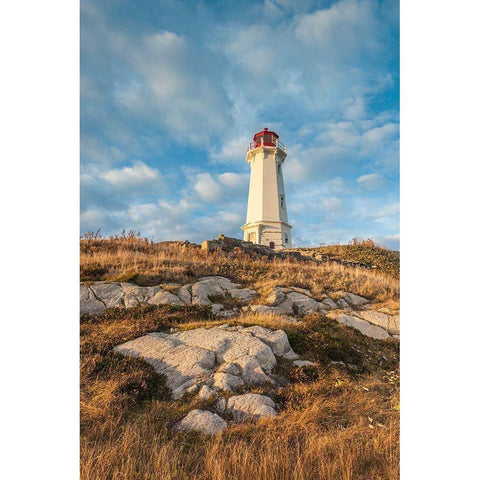 Canada-Nova Scotia-Louisbourg-Louisbourg Lighthouse-dusk Black Modern Wood Framed Art Print with Double Matting by Bibikow, Walter