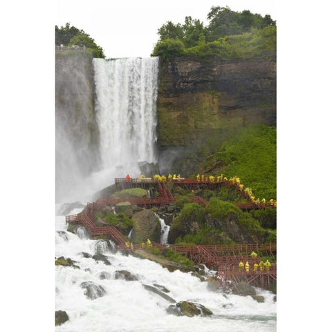 Canada, Ontario,Tourists at Niagara Falls White Modern Wood Framed Art Print by Lord, Fred