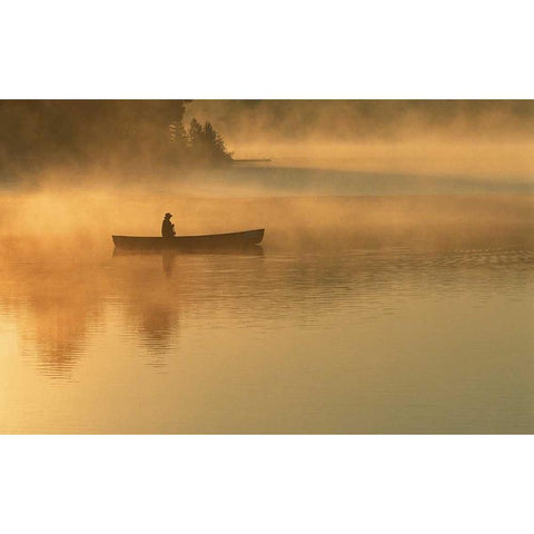 canoeist, Algonguin Park, Ontario, Canada Black Modern Wood Framed Art Print with Double Matting by Rotenberg, Nancy