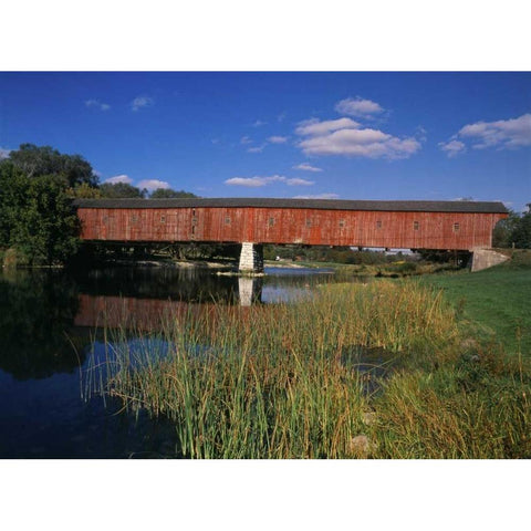 Canada, Montrose, West Montrose Covered Bridge Gold Ornate Wood Framed Art Print with Double Matting by Grandmaison, Mike