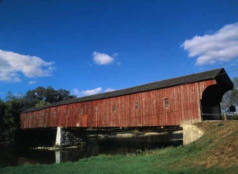Canada, Montrose, West Montrose Covered Bridge Black Ornate Wood Framed Art Print with Double Matting by Grandmaison, Mike