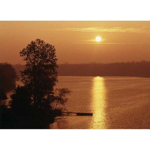 Canada, Ontario, London, Fanshawe Lake at sunrise Gold Ornate Wood Framed Art Print with Double Matting by Grandmaison, Mike