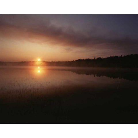 Canada, Ontario, Sudbury, Tilton Lake at sunrise Black Modern Wood Framed Art Print by Grandmaison, Mike