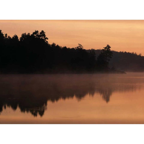 Canada, Ontario, Sudbury, Tilton Lake at sunrise White Modern Wood Framed Art Print by Grandmaison, Mike