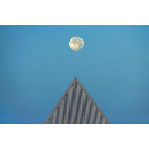 Canada, Ontario Full moon at Brock University White Modern Wood Framed Art Print by Grandmaison, Mike