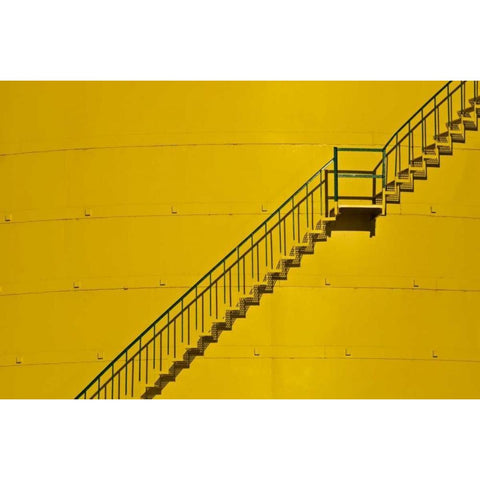 Canada, Ontario, Little Current Yellow stairway Black Modern Wood Framed Art Print by Grandmaison, Mike