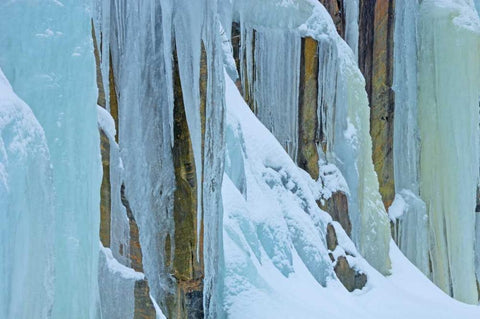 Canada, Baysville Ice from frozen waterfall White Modern Wood Framed Art Print with Double Matting by Grandmaison, Mike