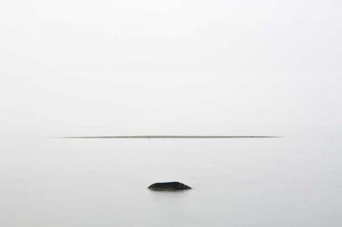 Canada, Ontario, Georgian Bay Rock and sand bar Black Ornate Wood Framed Art Print with Double Matting by Grandmaison, Mike