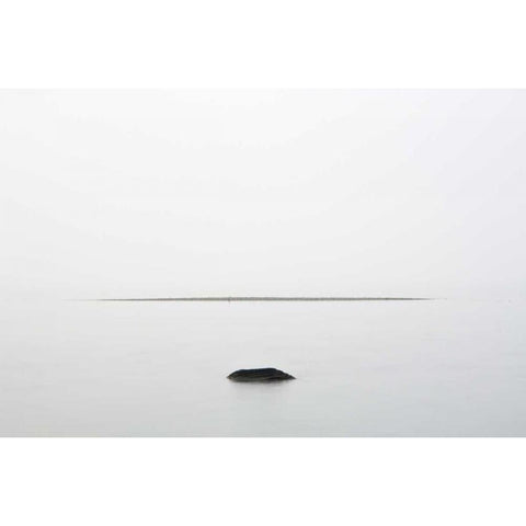Canada, Ontario, Georgian Bay Rock and sand bar Black Modern Wood Framed Art Print by Grandmaison, Mike