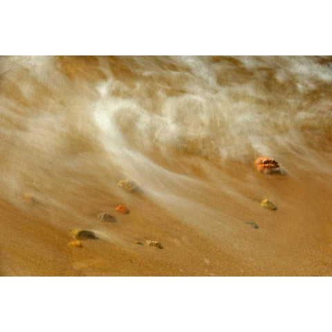 Canada, Ontario Waves crashing against pebbles Gold Ornate Wood Framed Art Print with Double Matting by Grandmaison, Mike