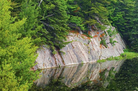 Canada, Killarney Granite reflected in water White Modern Wood Framed Art Print with Double Matting by Grandmaison, Mike