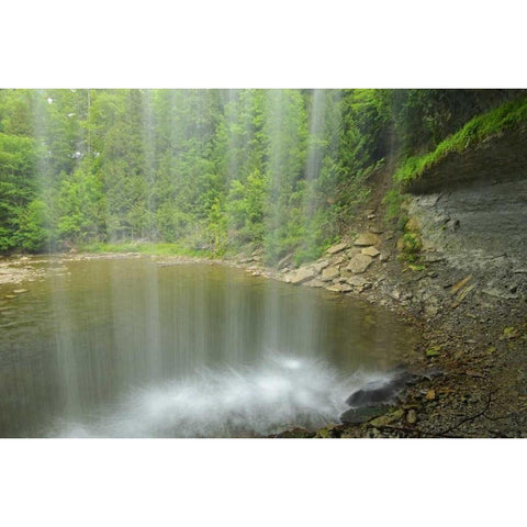 Canada, Kagawong River at Bridal Veil Falls Gold Ornate Wood Framed Art Print with Double Matting by Grandmaison, Mike