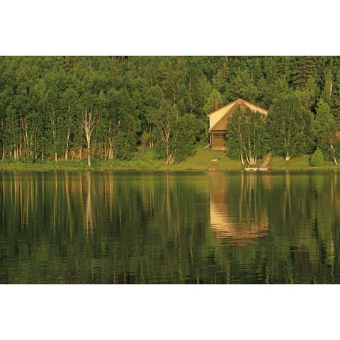 Canada, Sudbury Cottage on Tilton Lake at sunset Black Modern Wood Framed Art Print by Grandmaison, Mike