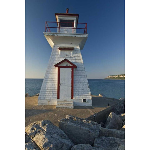 Canada, Lions Head Lighthouse on Georgian Bay Black Modern Wood Framed Art Print by Grandmaison, Mike