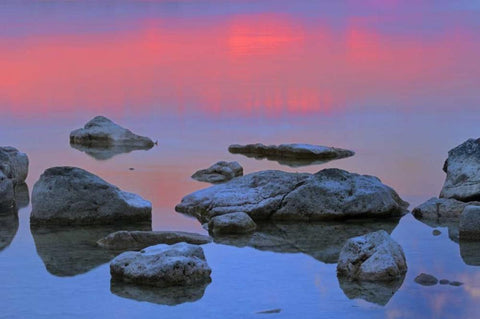 Canada, Bruce Peninsula Sunset on Berford Lake White Modern Wood Framed Art Print with Double Matting by Grandmaison, Mike