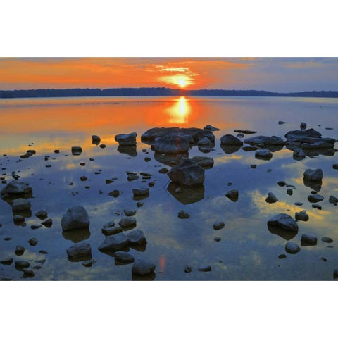 Canada, Bruce Peninsula Sunset on Berford Lake White Modern Wood Framed Art Print by Grandmaison, Mike