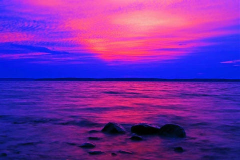 Canada, Ontario, Sunrise on Parry Sound Black Ornate Wood Framed Art Print with Double Matting by Grandmaison, Mike