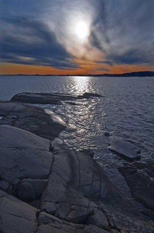 Canada, Ontario Storm front on Georgian Bay White Modern Wood Framed Art Print with Double Matting by Grandmaison, Mike
