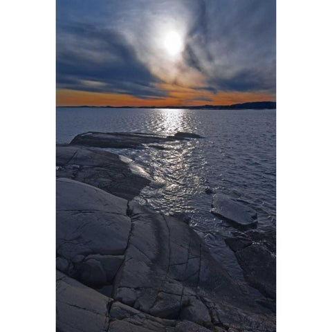 Canada, Ontario Storm front on Georgian Bay White Modern Wood Framed Art Print by Grandmaison, Mike