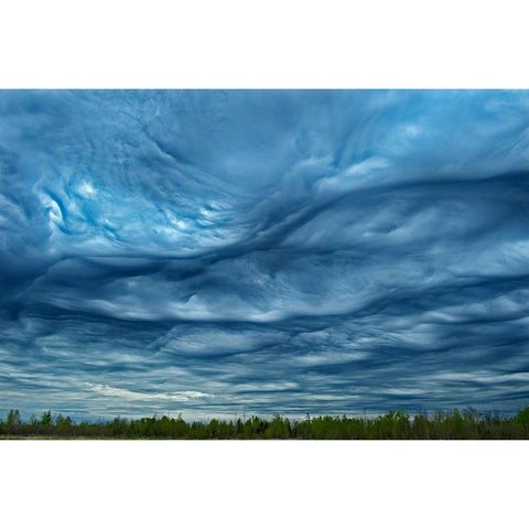 Canada-Ontario-Sault Ste Marie Asperitas clouds over Lake Superior Black Modern Wood Framed Art Print by Jaynes Gallery