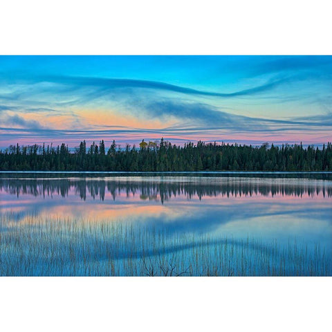 Canada-Ontario-Longlac Sunrise on Klotz Lake Black Modern Wood Framed Art Print by Jaynes Gallery