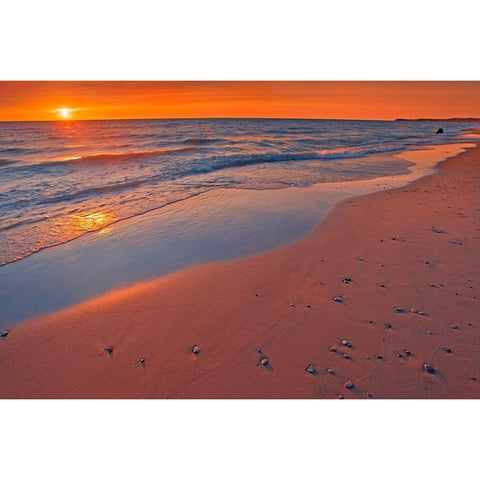 Canada-Ontario-Grand Bend Sandy beach on Lake Huron at sunset Black Modern Wood Framed Art Print with Double Matting by Jaynes Gallery