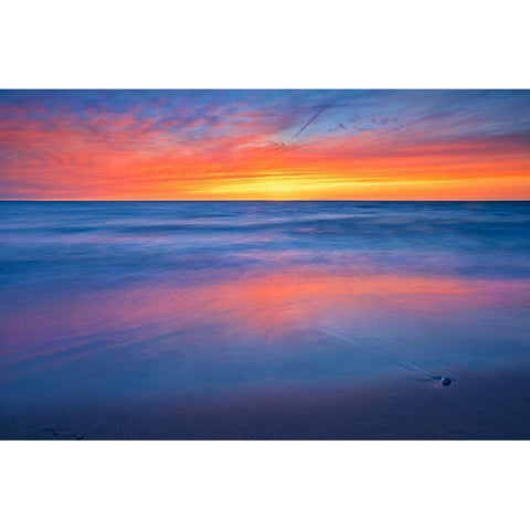 Canada-Ontario-Grand Bend Sandy beach on Lake Huron at sunset Gold Ornate Wood Framed Art Print with Double Matting by Jaynes Gallery