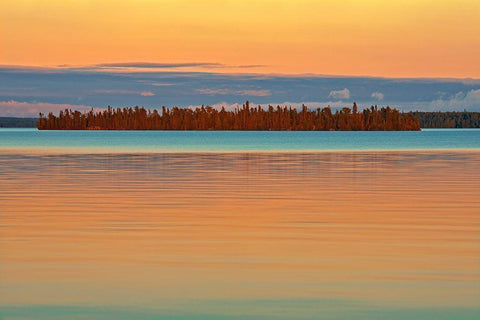 Canada-Ontario Perrault Lake at sunset White Modern Wood Framed Art Print with Double Matting by Jaynes Gallery