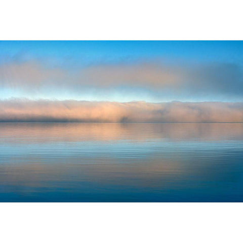 Canada-Ontario-Rossport Fog on Lake Superior at sunrise Black Modern Wood Framed Art Print with Double Matting by Jaynes Gallery
