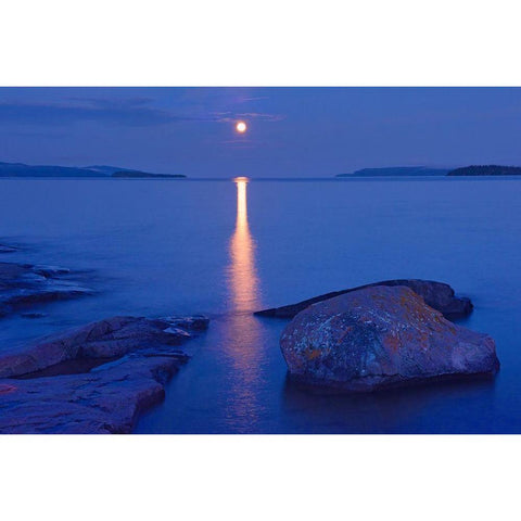 Canada-Ontario-Rossport Moon over Lake Superior Gold Ornate Wood Framed Art Print with Double Matting by Jaynes Gallery
